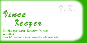 vince keczer business card